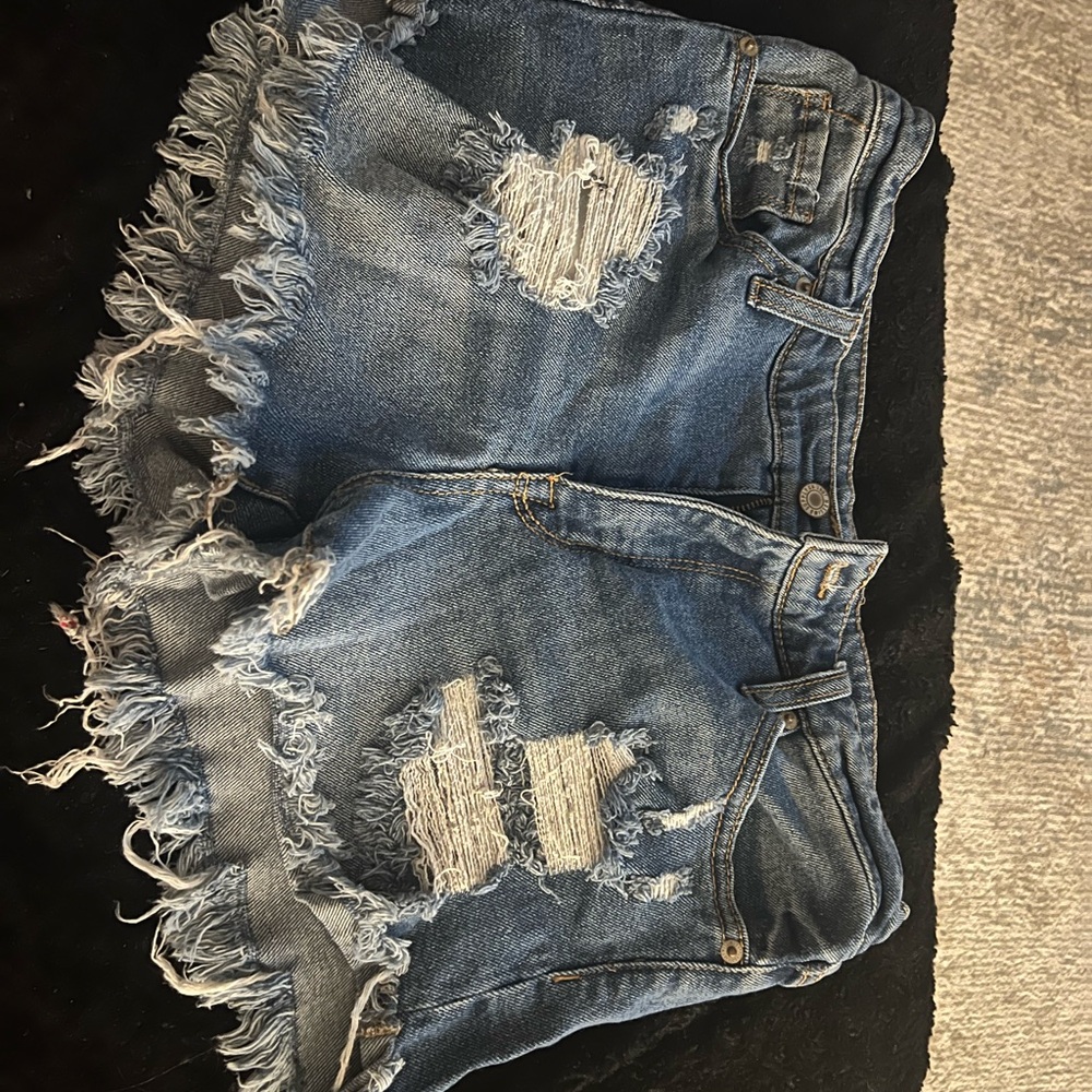 Mossimo Supply Co. Blue Distressed Jean Shorts